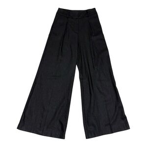 House of Harlow Black Pleated Wide Leg Pants – High Waist Linen Blend Size 4